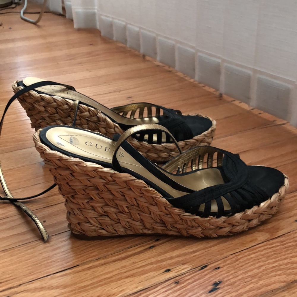 Guess espadrille type platform sandals.